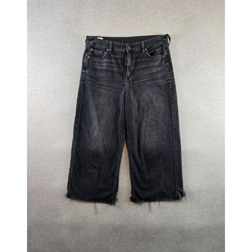 American Eagle Outfitters Black Cropped Wide-Leg Jeans